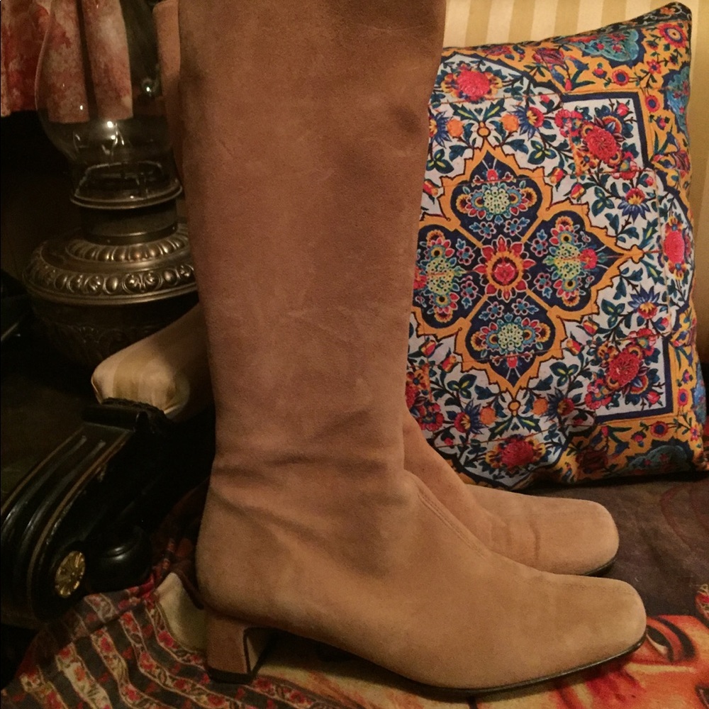 Camel suede boots